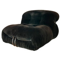 Afra and Tobia Scarpa Brown Velvet Soriana Lounge Chair for Cassina, 1969