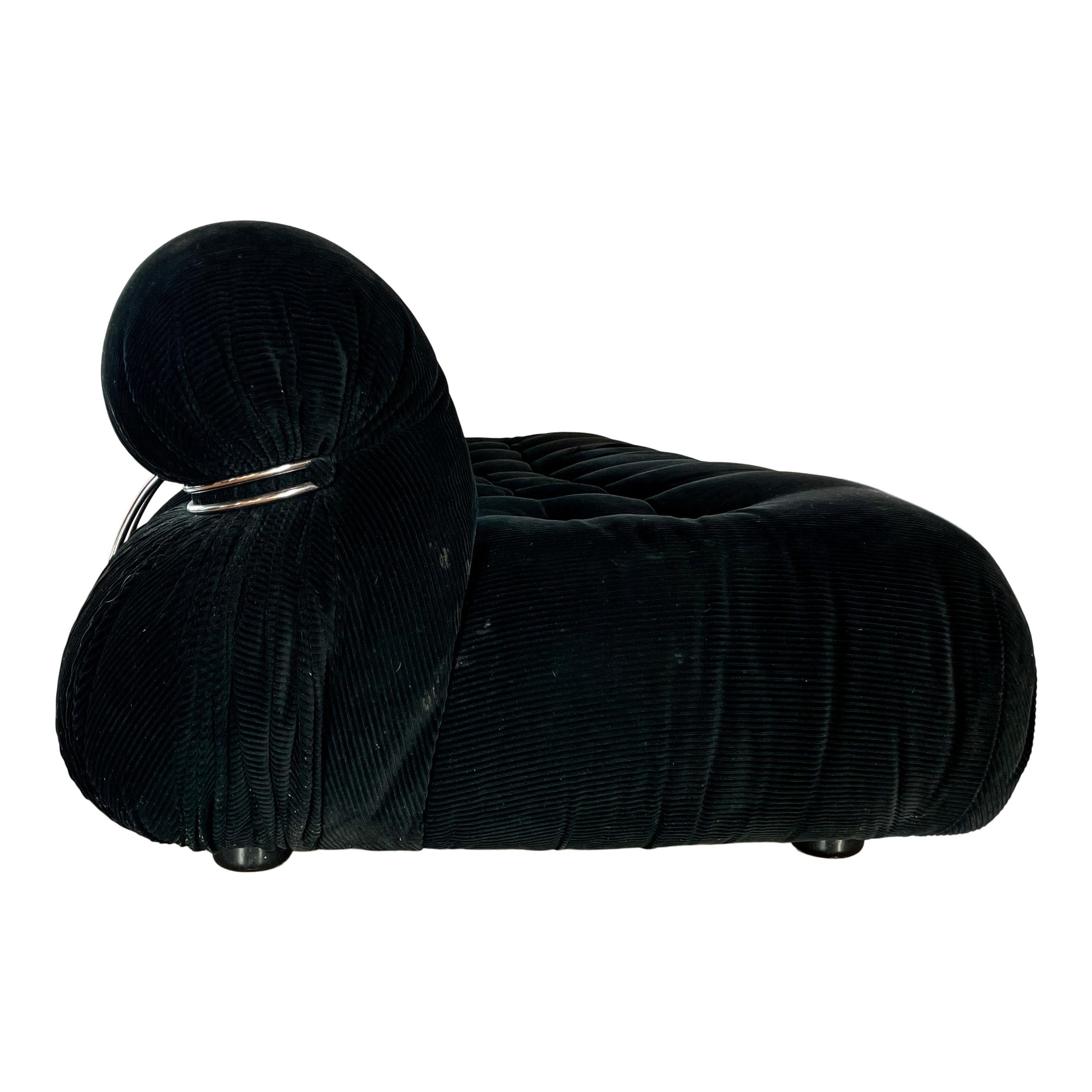 Afra & Tobia Scarpa Divano a tre posti in velluto marrone Soriana per Cassina, 1969 In condizioni buone in vendita a Vicenza, IT