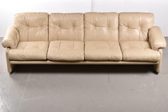 Afra and Tobia Scarpa Coronado Ivory Leather Four Seater Sofa, Italy, 1980