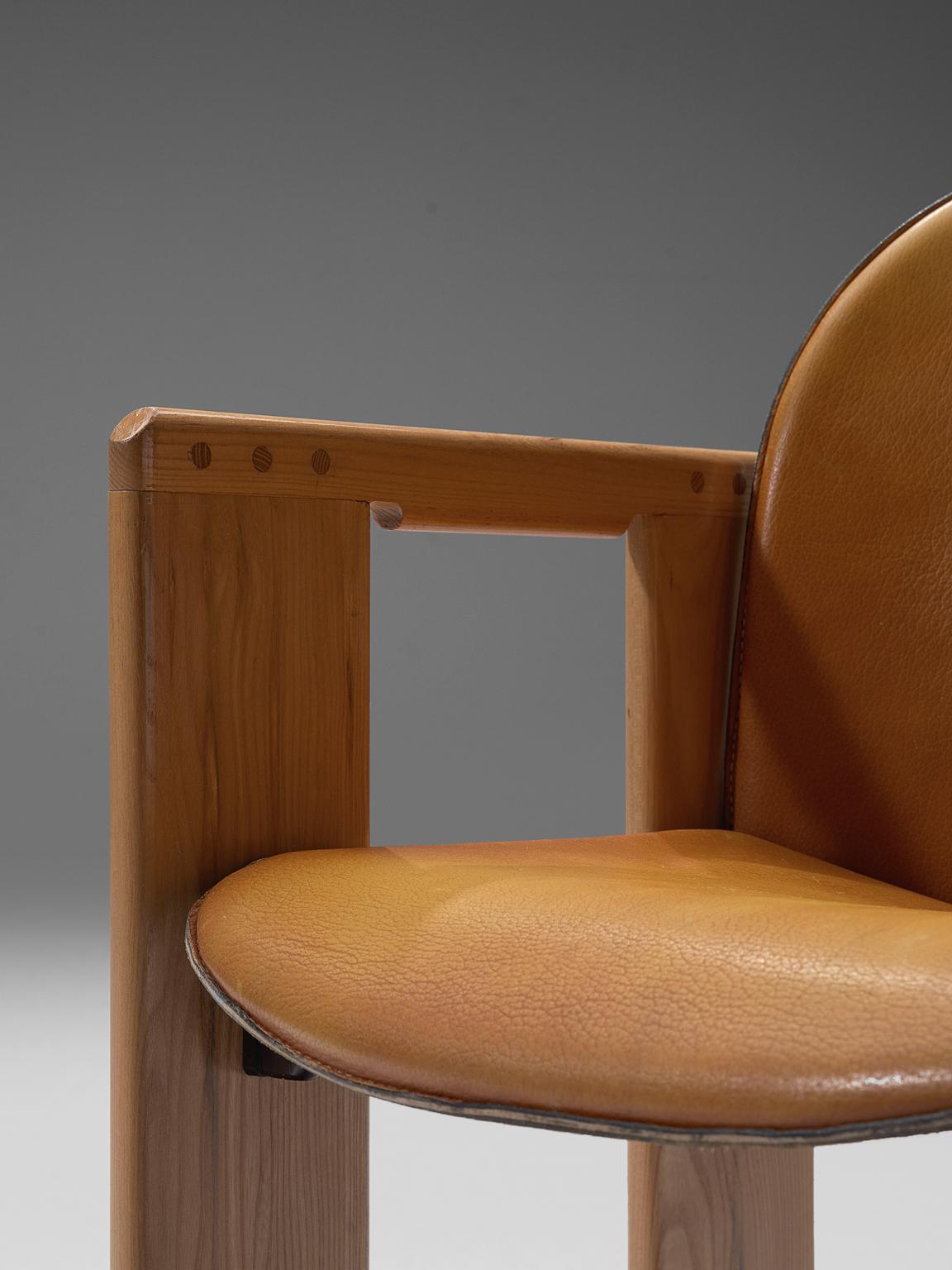 Late 20th Century Afra & Tobia Scarpa Dialogo Cognac Leather Dining Chairs