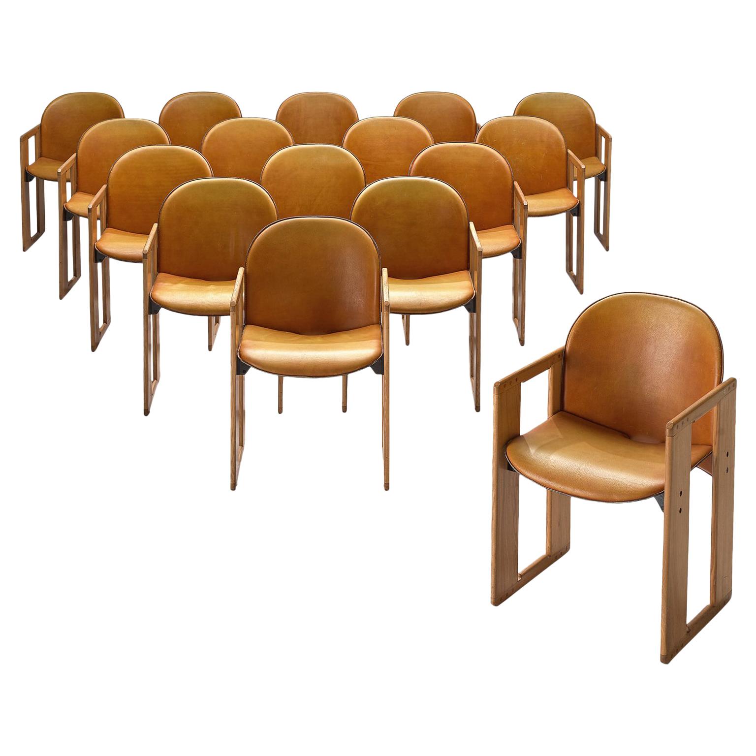 Afra & Tobia Scarpa Dialogo Cognac Leather Dining Chairs