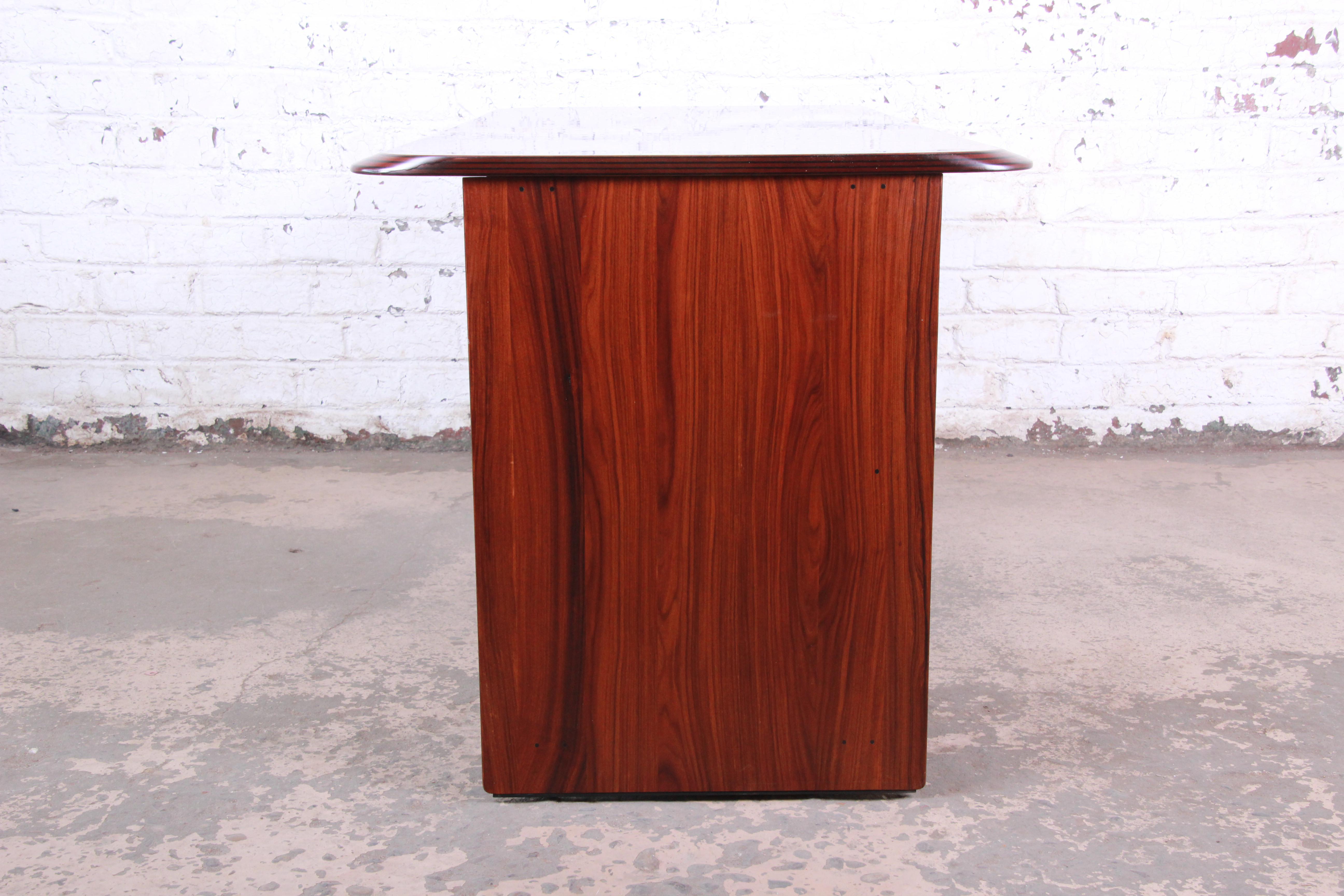 Late 20th Century Afra and Tobia Scarpa for B&B Italia Rosewood, Burl, and Leather Desk, 1970s