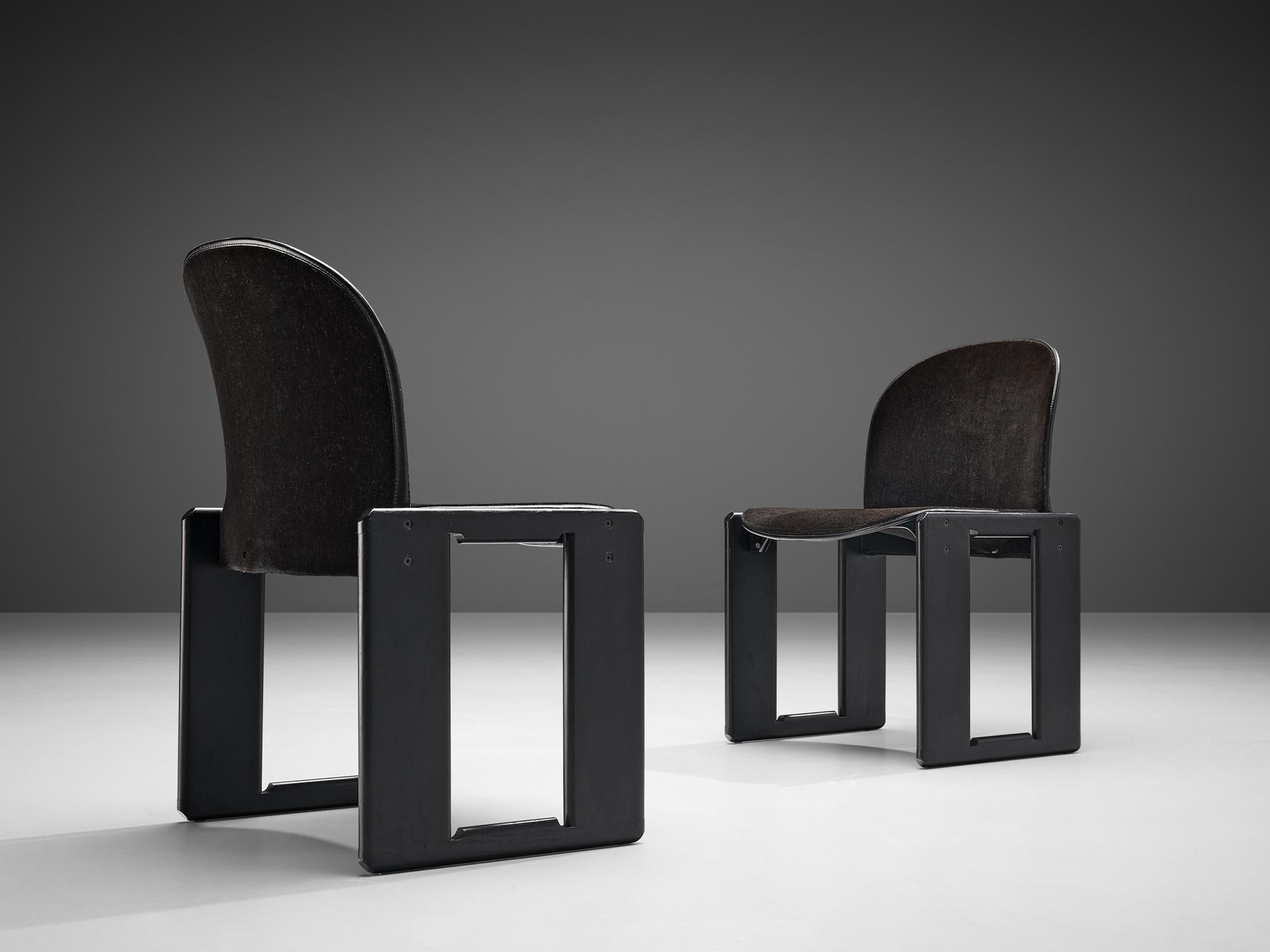 Italian Afra and Tobia Scarpa for B&B Set of Eight ‘Dialogo’ Dining Chairs in Dark Brown