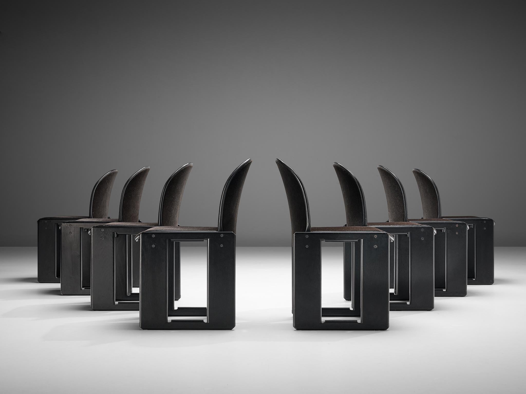 Afra and Tobia Scarpa for B&B Set of Eight ‘Dialogo’ Dining Chairs in Dark Brown 2