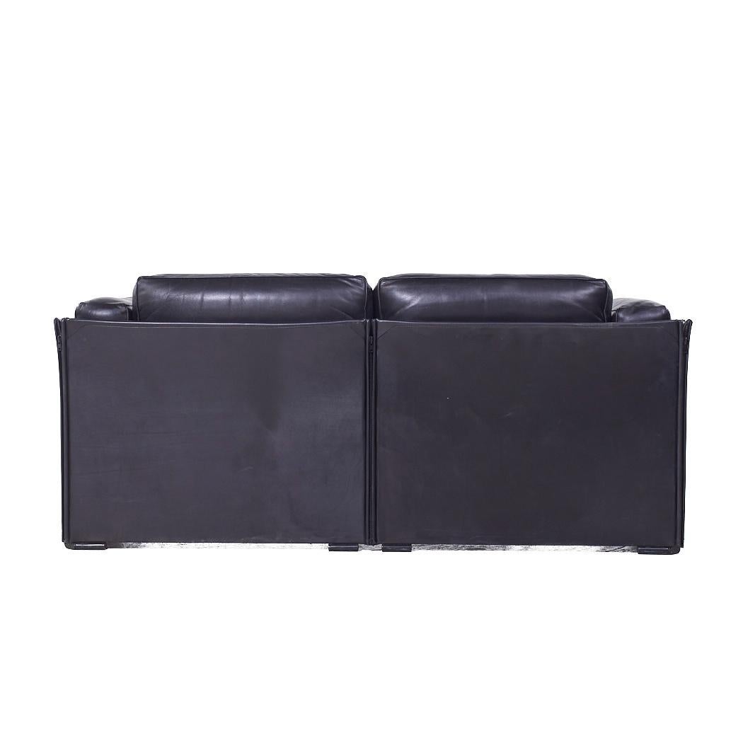 Afra and Tobia Scarpa for Cassina Mid Century Italian Leather Sofa For Sale 2