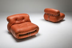 Afra and Tobia Scarpa for Cassina 'Soriana' Pair of Lounge Chairs, 1970's