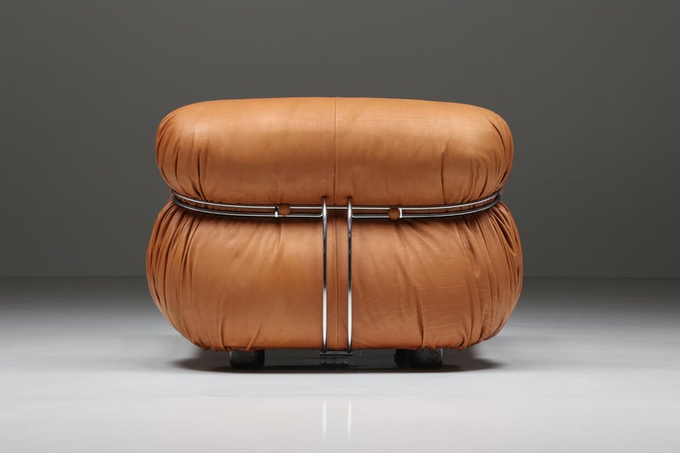 Leather Afra and Tobia Scarpa for Cassina 'Soriana' Pair of Lounge Chairs, 1970's For Sale