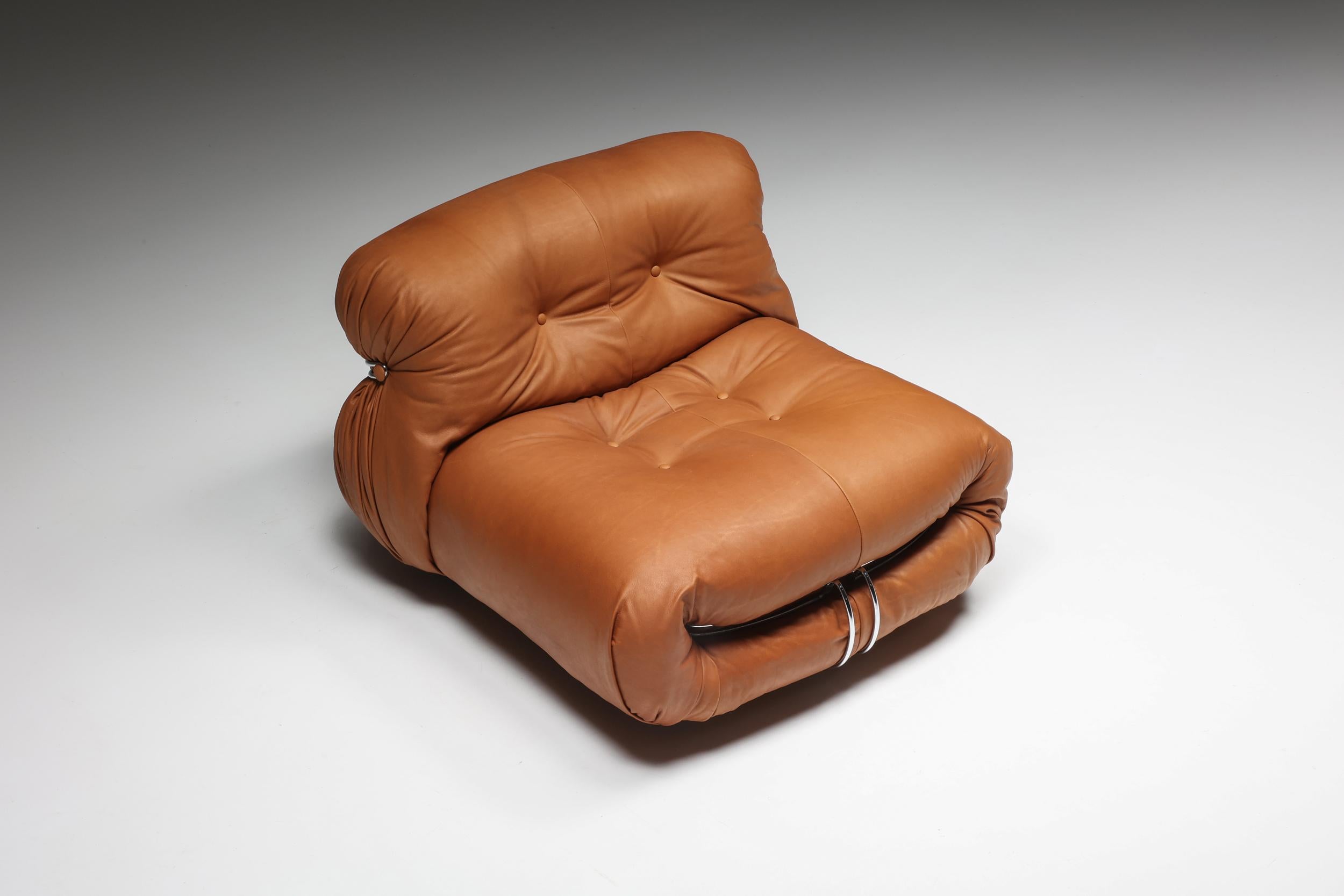 20th Century Afra and Tobia Scarpa for Cassina 'Soriana' Pair of Lounge Chairs, 1970's