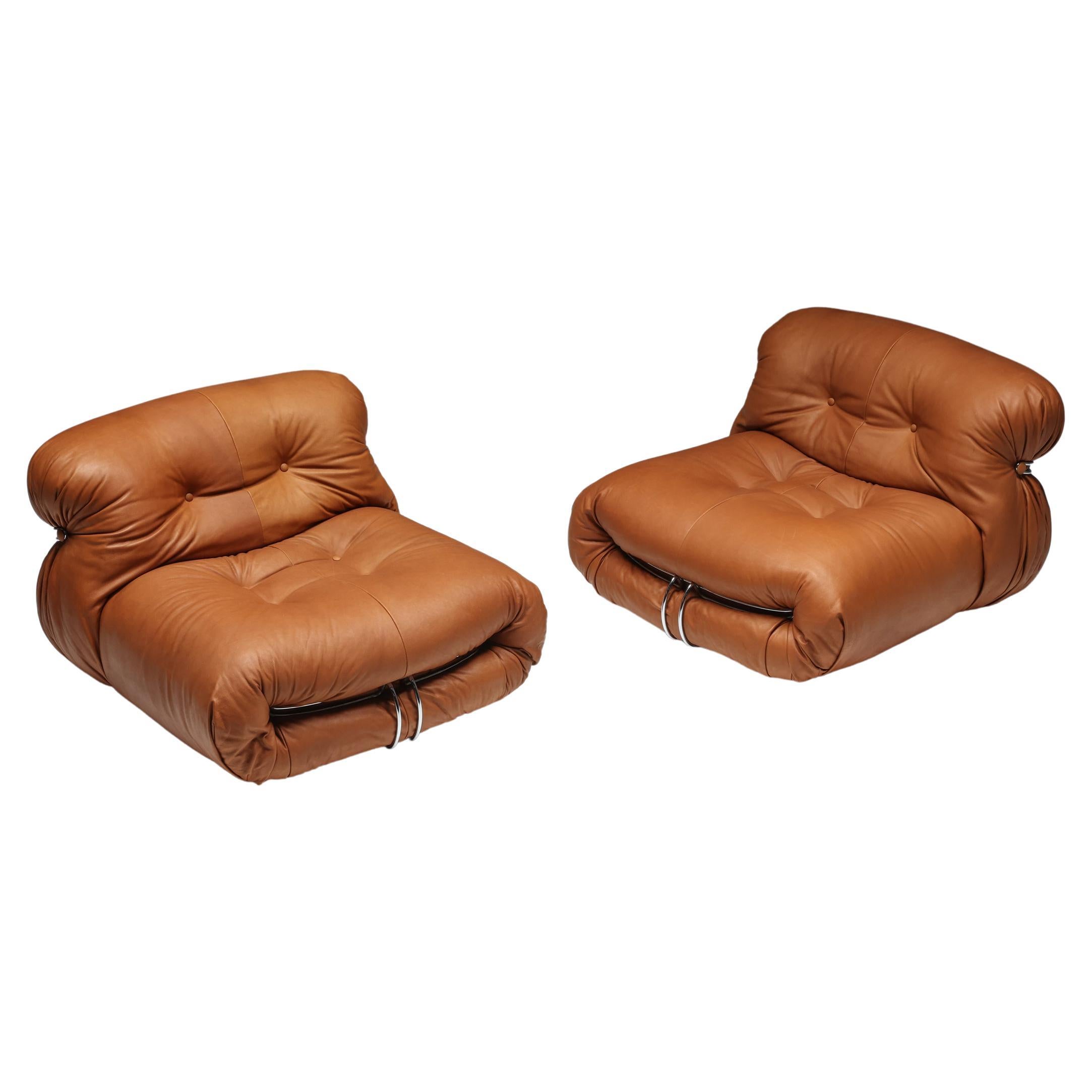 Afra and Tobia Scarpa for Cassina 'Soriana' Pair of Lounge Chairs, 1970's