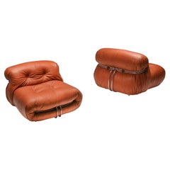 Afra and Tobia Scarpa for Cassina 'Soriana' Pair of Lounge Chairs, 1970's