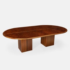 Afra & Tobia Scarpa pour Maxalto Africa Table de salle à manger ovale en loupe et noyer 1970