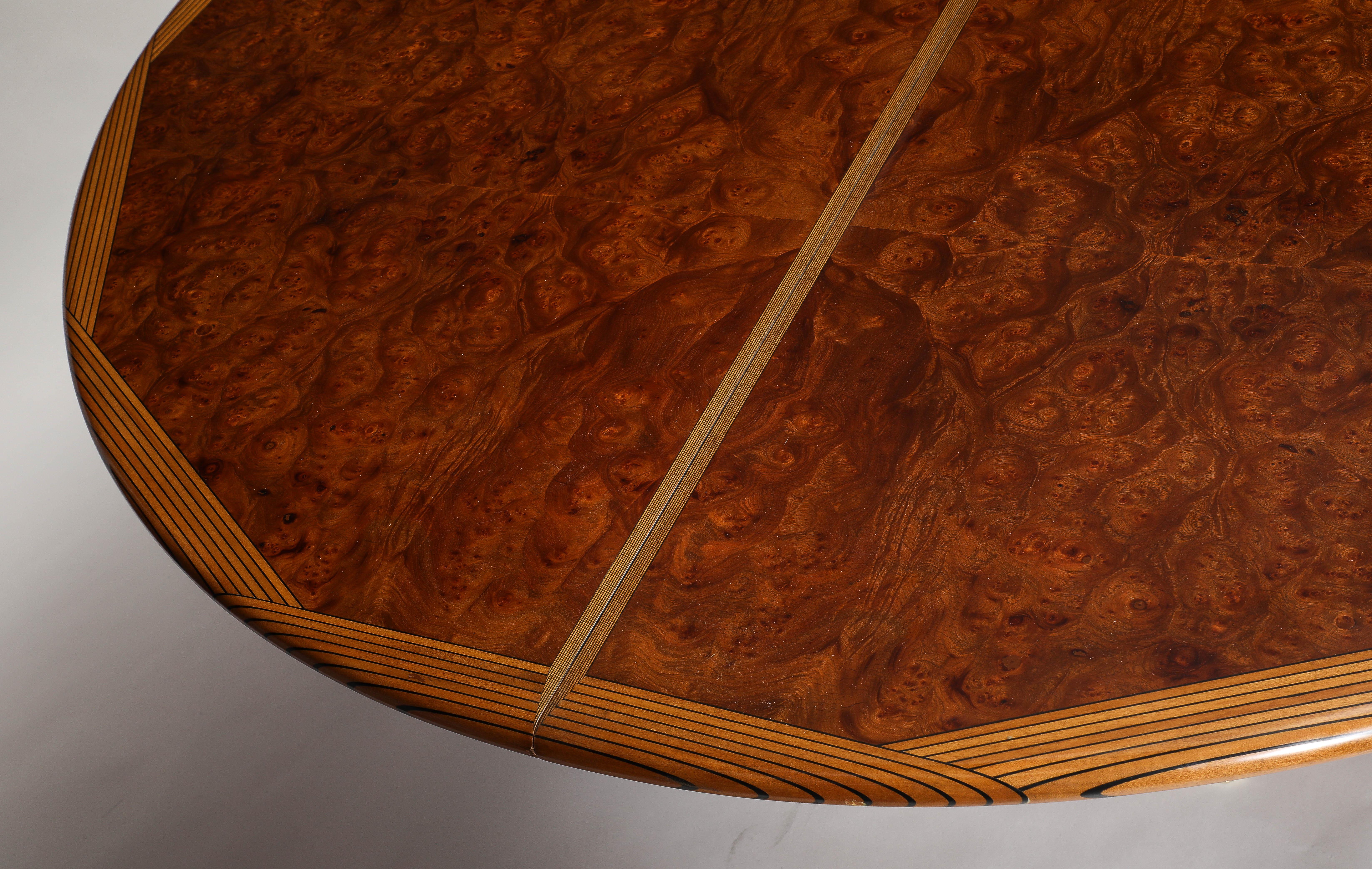 Laiton Afra & Tobia Scarpa pour Maxalto Africa Table de salle à manger ovale en loupe et noyer 1970 en vente
