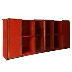 Afra and Tobia Scarpa Italian Maxalto Red Sideboard in Wood, Glass and Rosewood