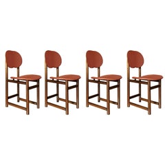 Afra and Tobia Scarpa Italian Maxalto Set of Four Chairs in Rosewood and Leather