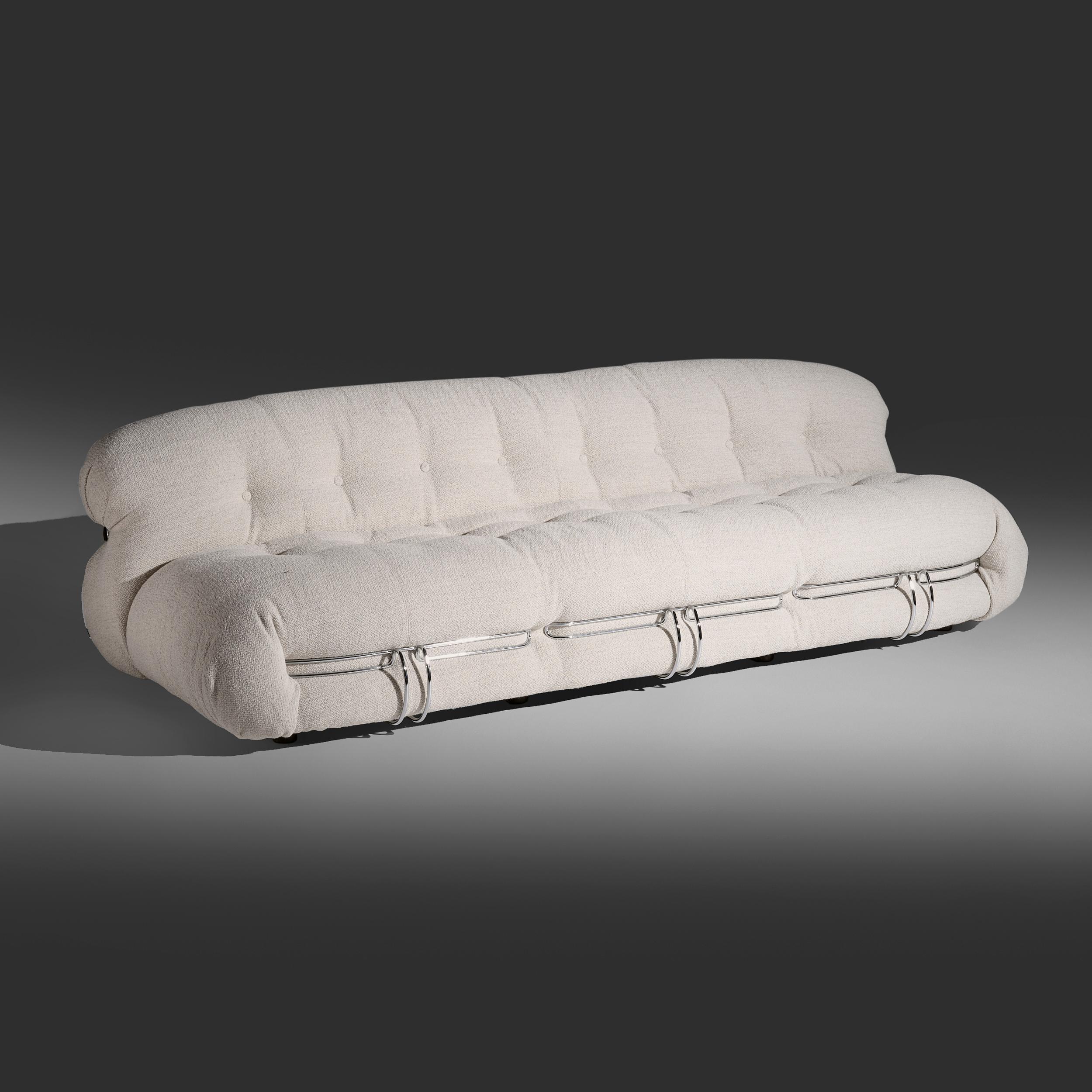 Divano Soriana a 4 posti di grandi dimensioni di Afra & Tobia Scarpa con pouf per Cassina. in vendita 4