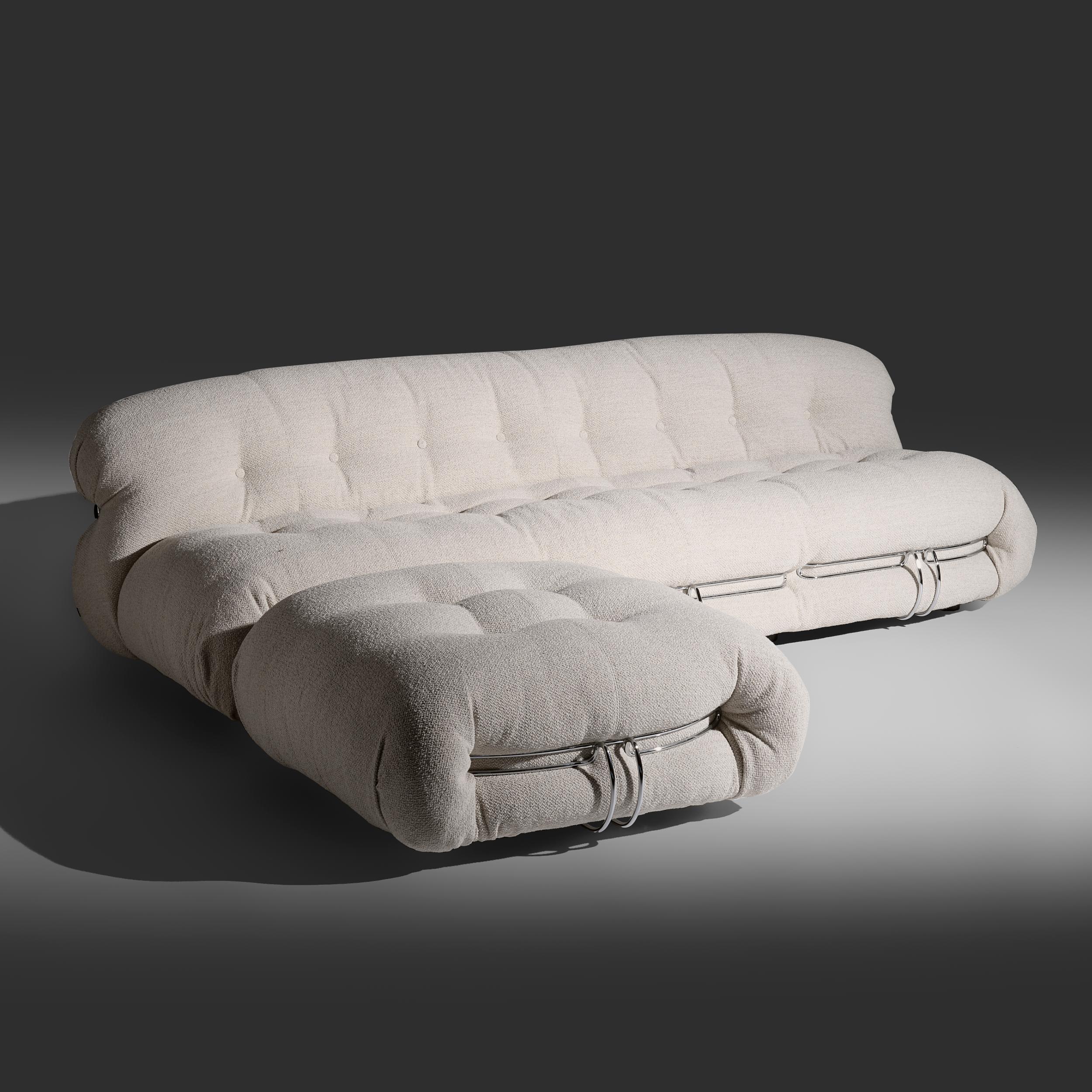 Divano Soriana a 4 posti di grandi dimensioni di Afra & Tobia Scarpa con pouf per Cassina. In condizioni ottime in vendita a Skokie, IL