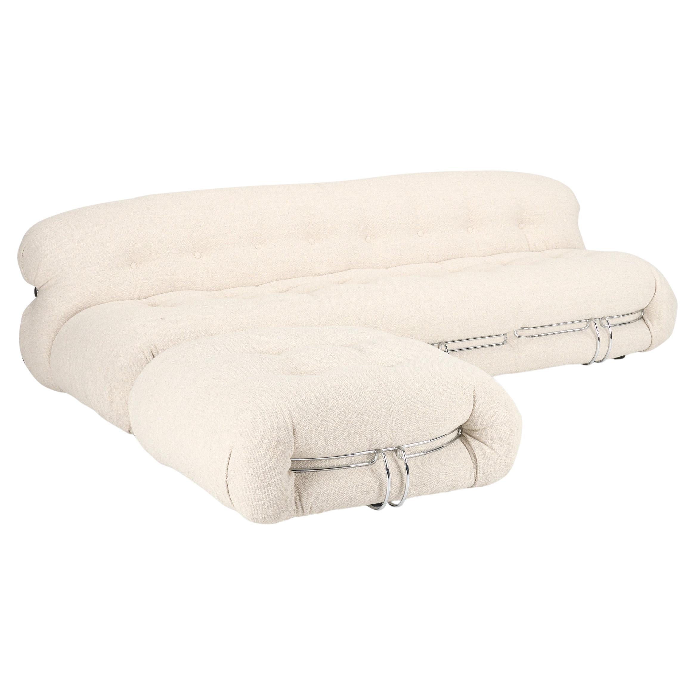 Afra & Tobia Scarpa grand canapé 4 places Soriana avec ottoman pour Cassina Italie.
