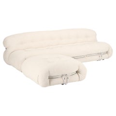 Afra & Tobia Scarpa großes 4-sitziges Soriana Sofa mit Ottomane für Cassina Italien.