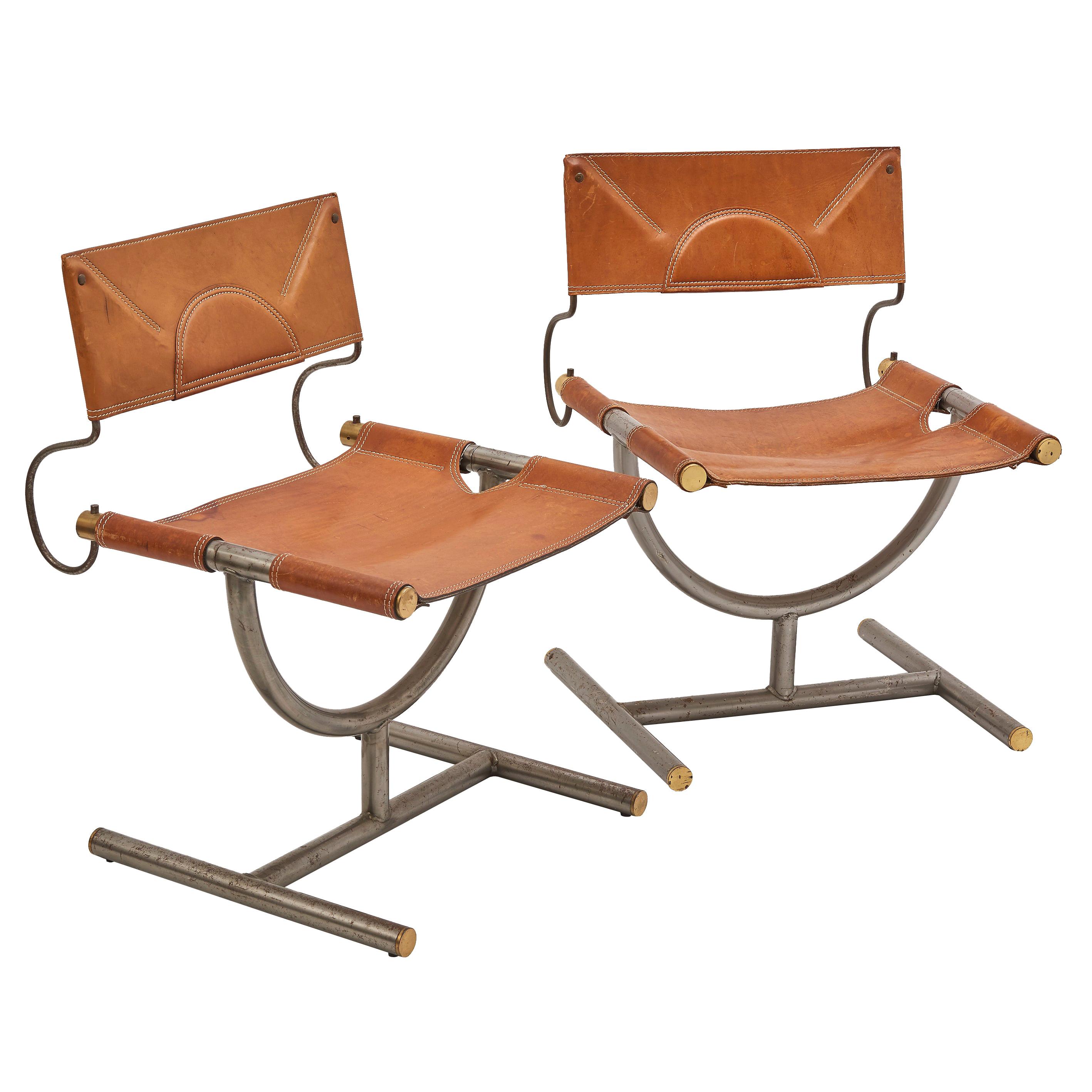 Afra and Tobia Scarpa Leather Chairs, for Benetton, Italy, circa 1985 For Sale