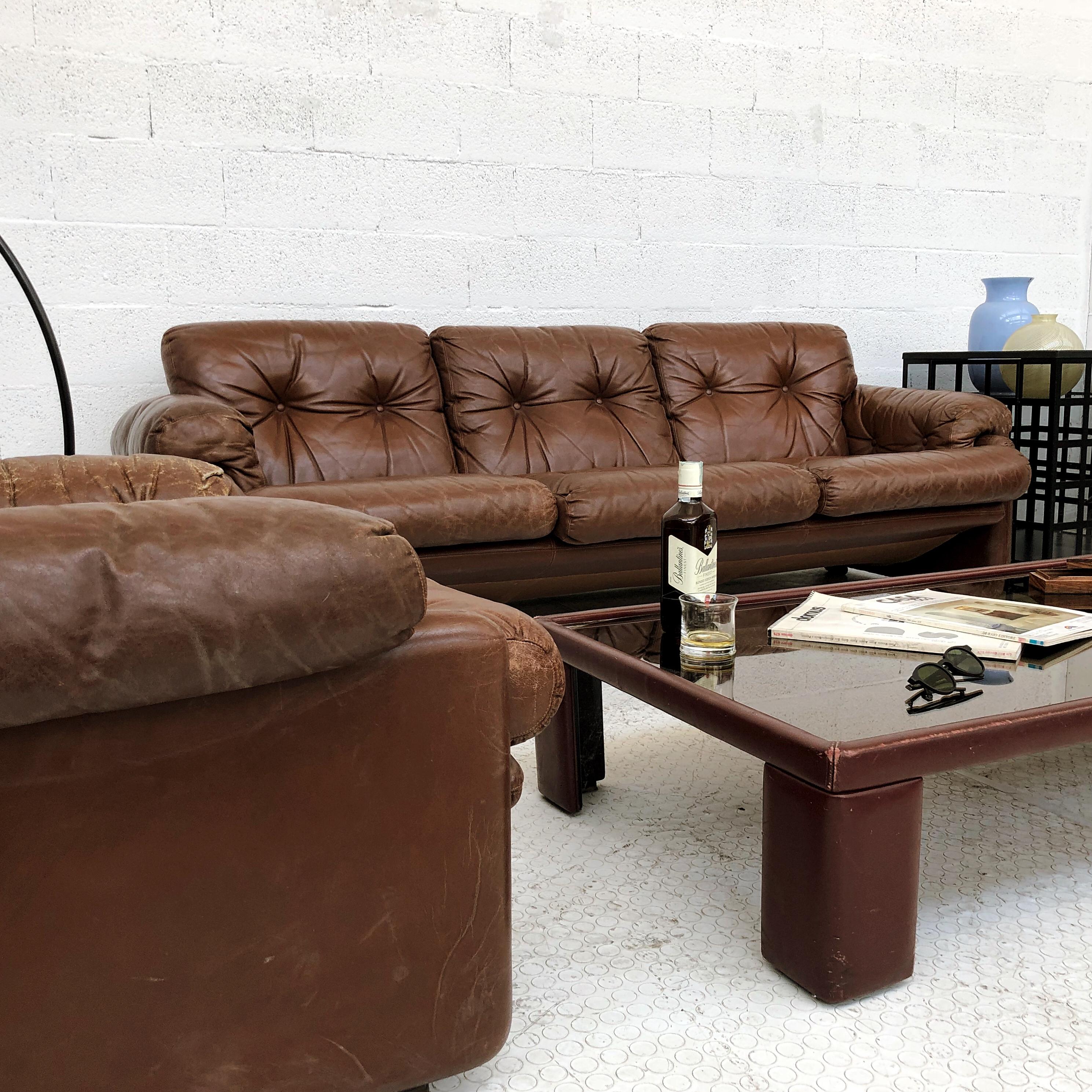 Italian Afra and Tobia Scarpa Leather Coronado Living Room Set for C&B Italia, 1969 For Sale