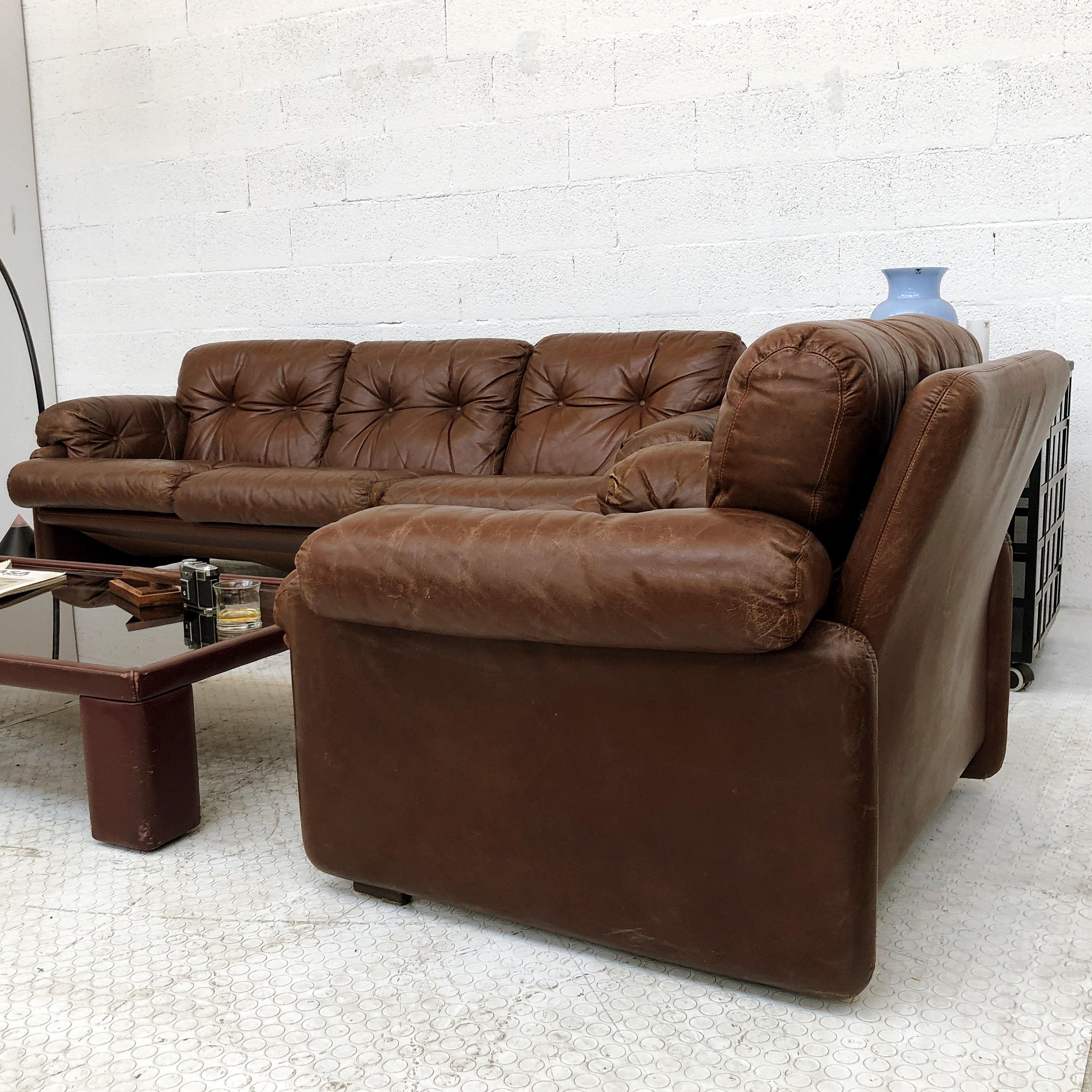 Milieu du XXe siècle Afra & Tobia Scarpa Leather Coronado Living Room Set pour C&B Italia, 1969 en vente