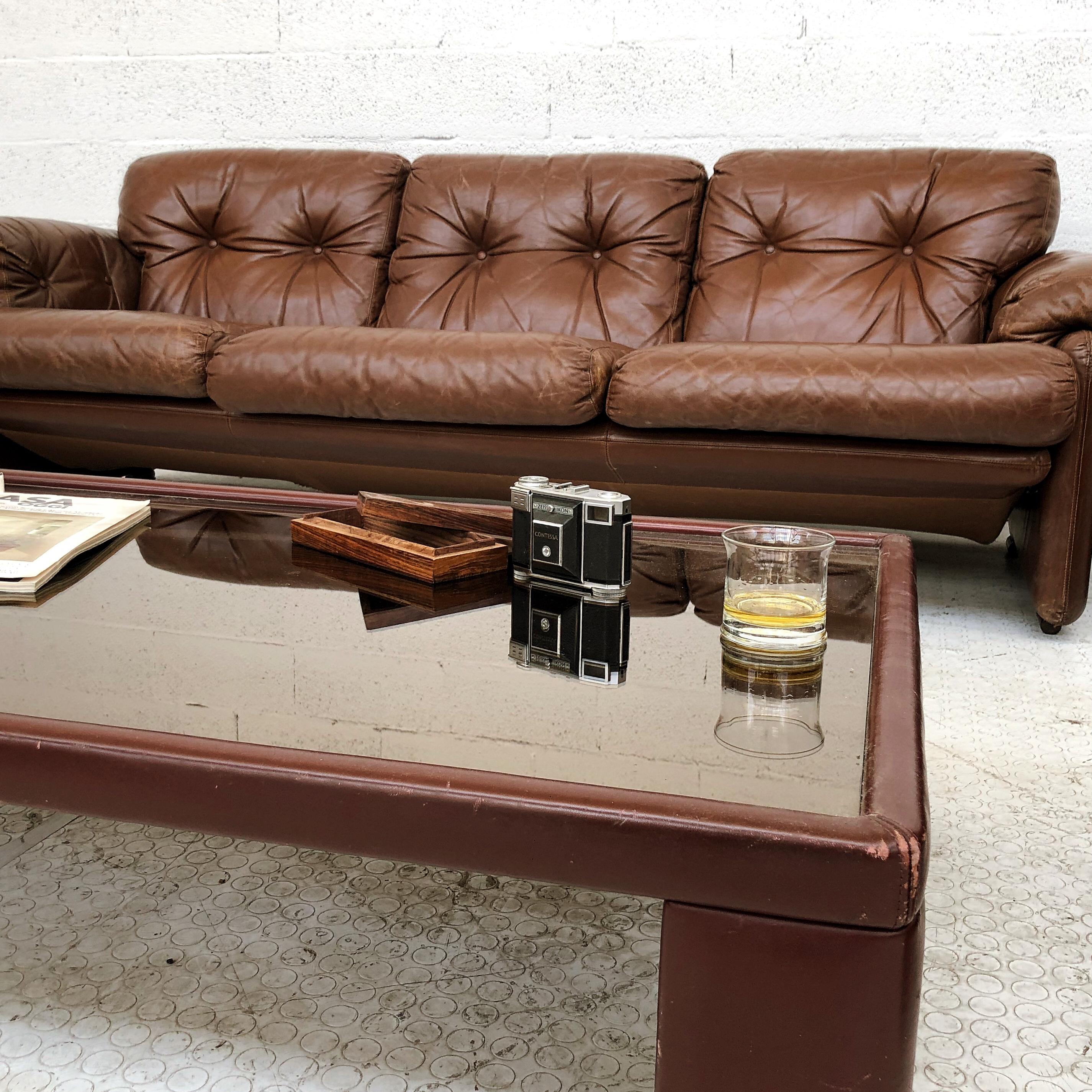 Foam Afra and Tobia Scarpa Leather Coronado Living Room Set for C&B Italia, 1969 For Sale
