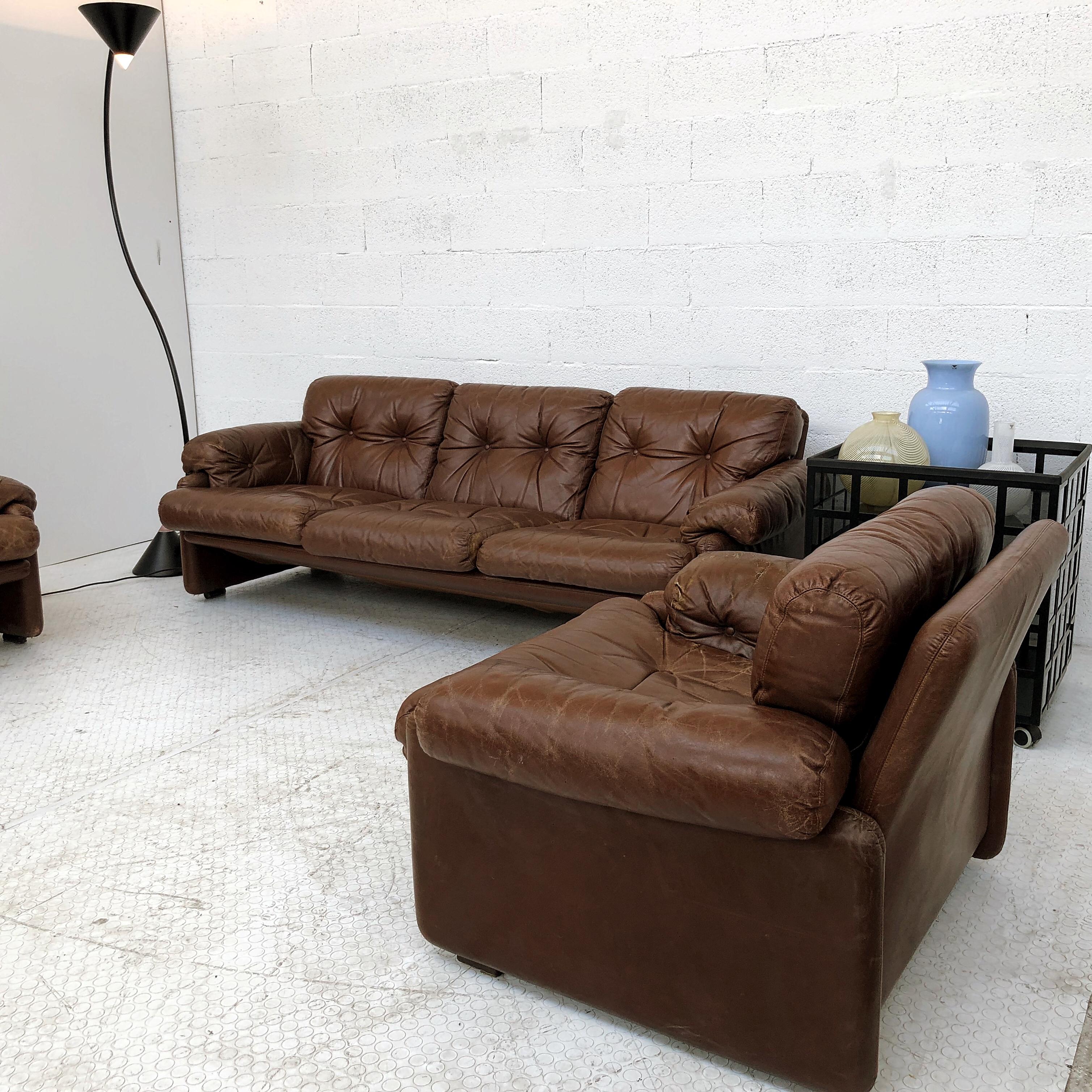 Afra and Tobia Scarpa Leather Coronado Living Room Set for C&B Italia, 1969 For Sale 1