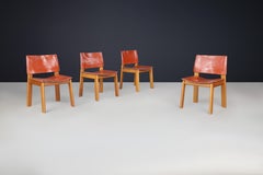 Afra and Tobia Scarpa leather dining room chairs for Molteni Italy 1970s