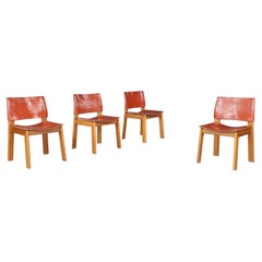 Afra and Tobia Scarpa leather dining room chairs for Molteni Italy 1970s