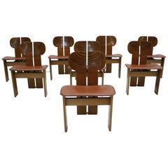Afra and Tobia Scarpa Mid-Century Modern Set of Eight "Africa" Italian Chairs