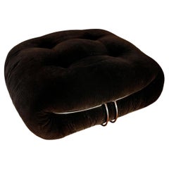 Afra and Tobia Scarpa Midcentury Brown Velvet Soriana Ottoman for Cassina, 1969