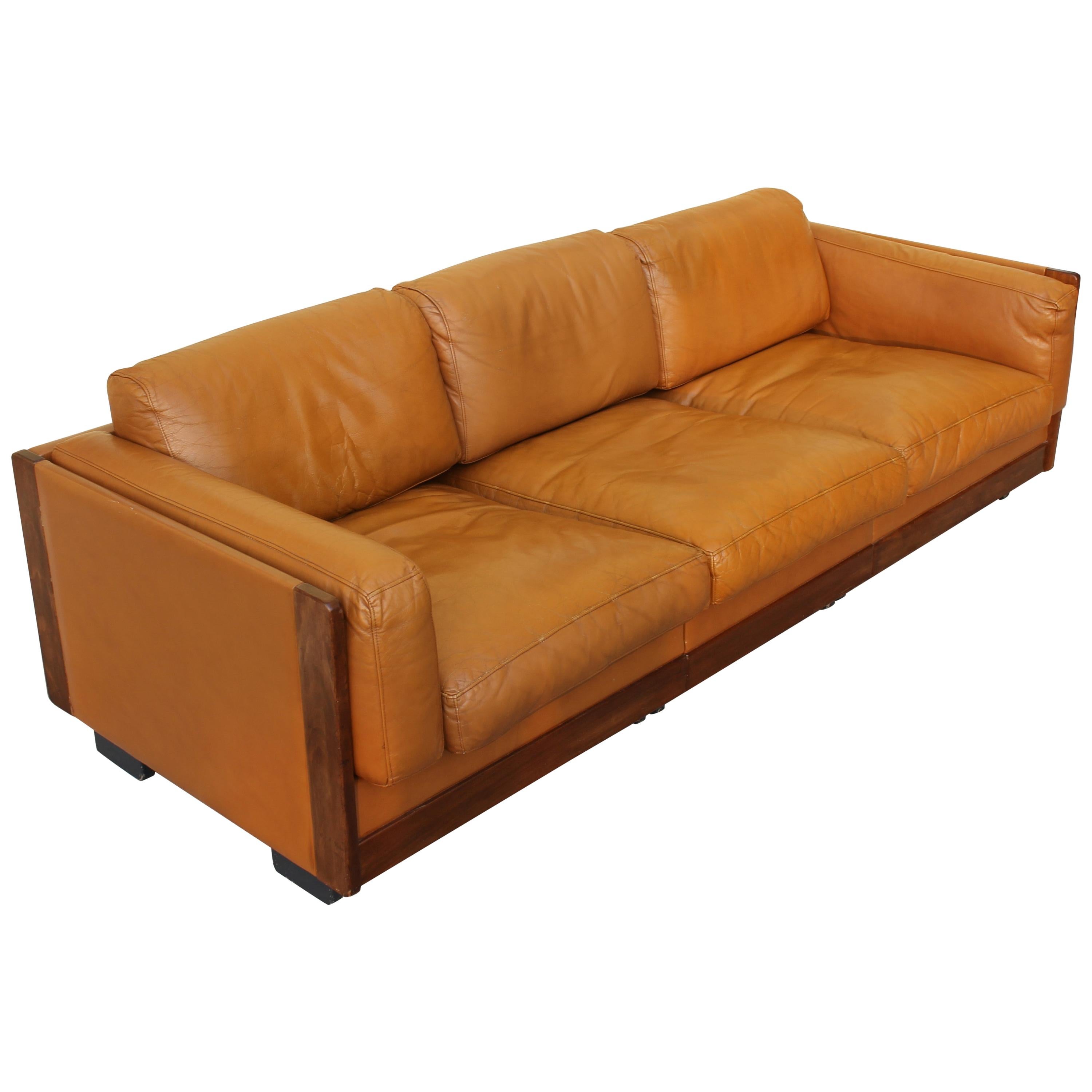 Afra and Tobia Scarpa Mod. "920" Brown Leather  Sofa for Cassina, Italy '60