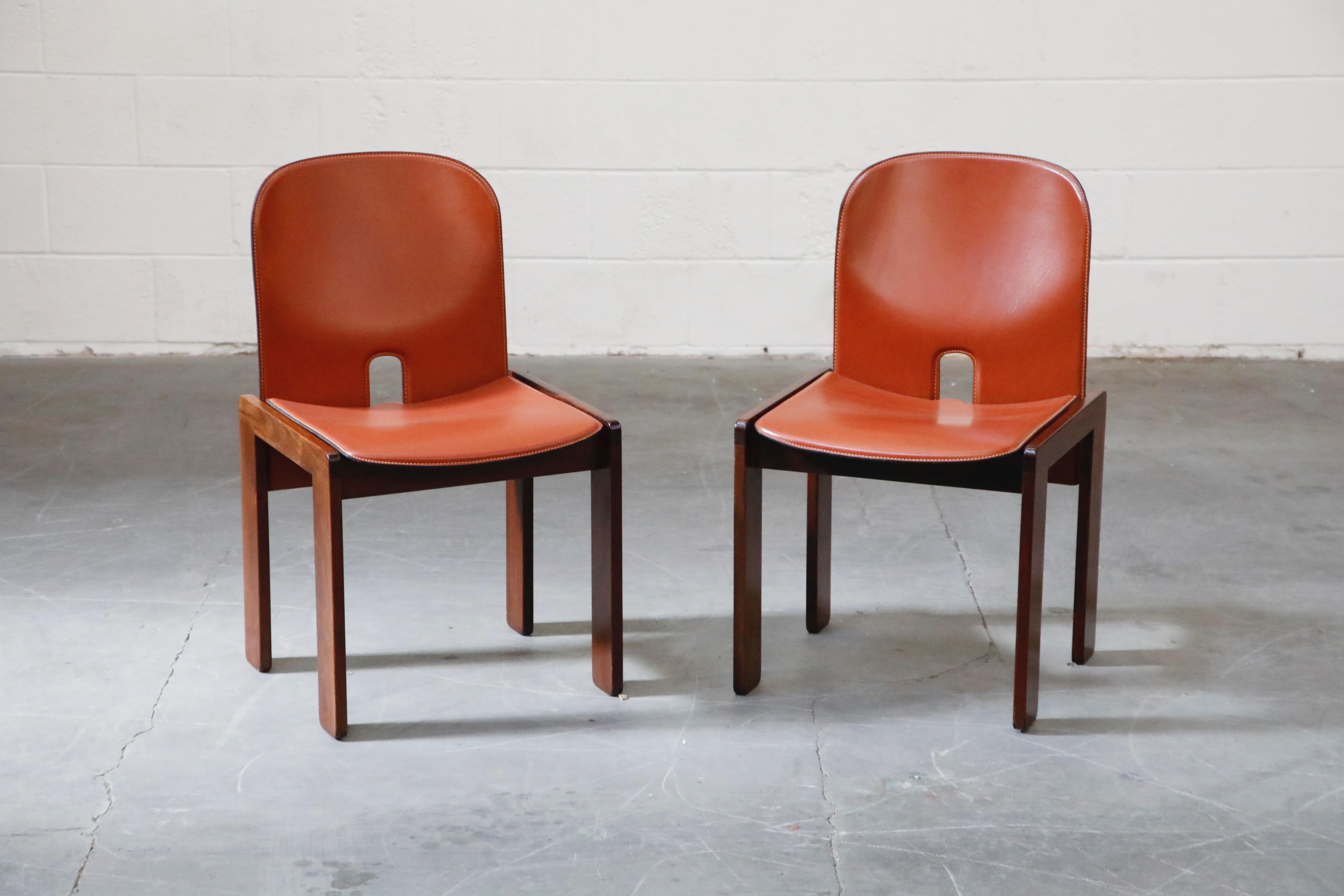 Modern Afra and Tobia Scarpa Model 121 Rosewood Side Chairs for Cassina, Signed