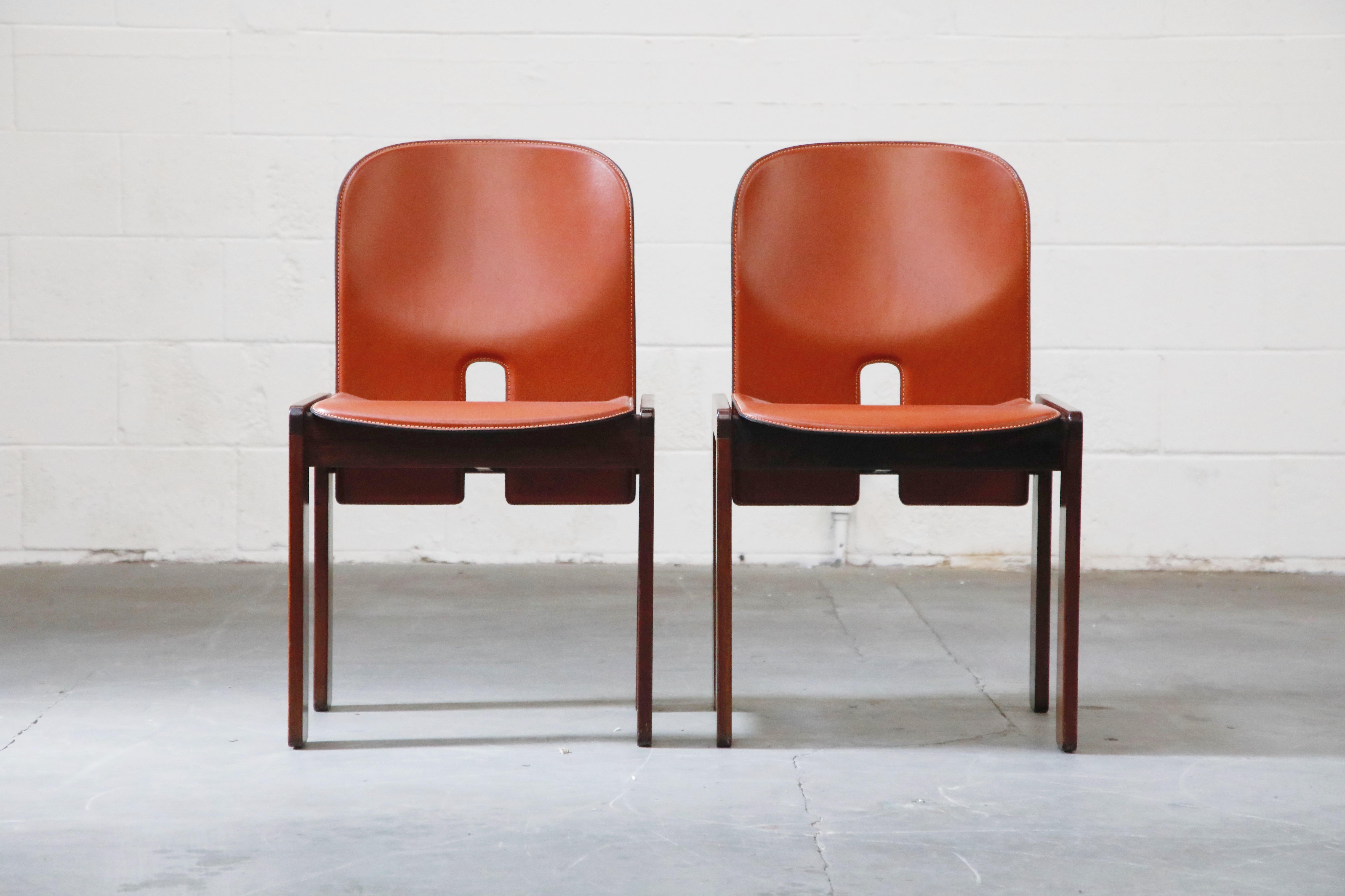 Afra and Tobia Scarpa Model 121 Rosewood Side Chairs for Cassina, Signed In Excellent Condition In Los Angeles, CA