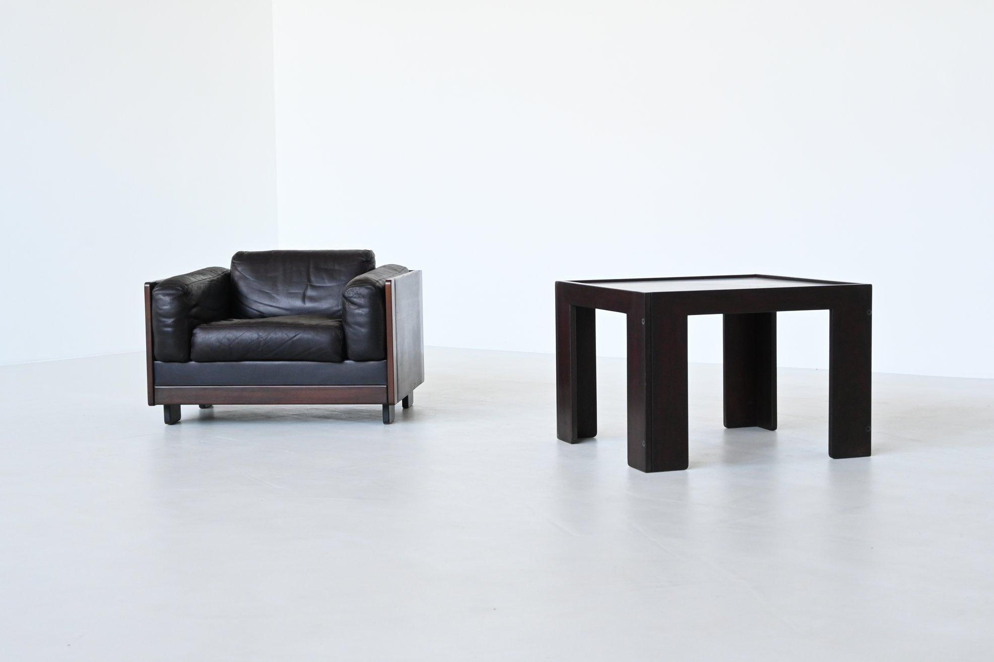 Leather Afra and Tobia Scarpa model 920 lounge chair and table Cassina Italy 1966