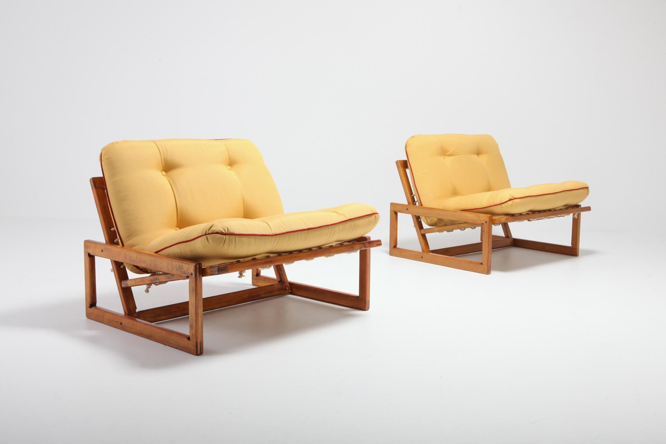 European Afra and Tobia Scarpa Pair of 'Carlotta' Lounge Chairs for Cassina