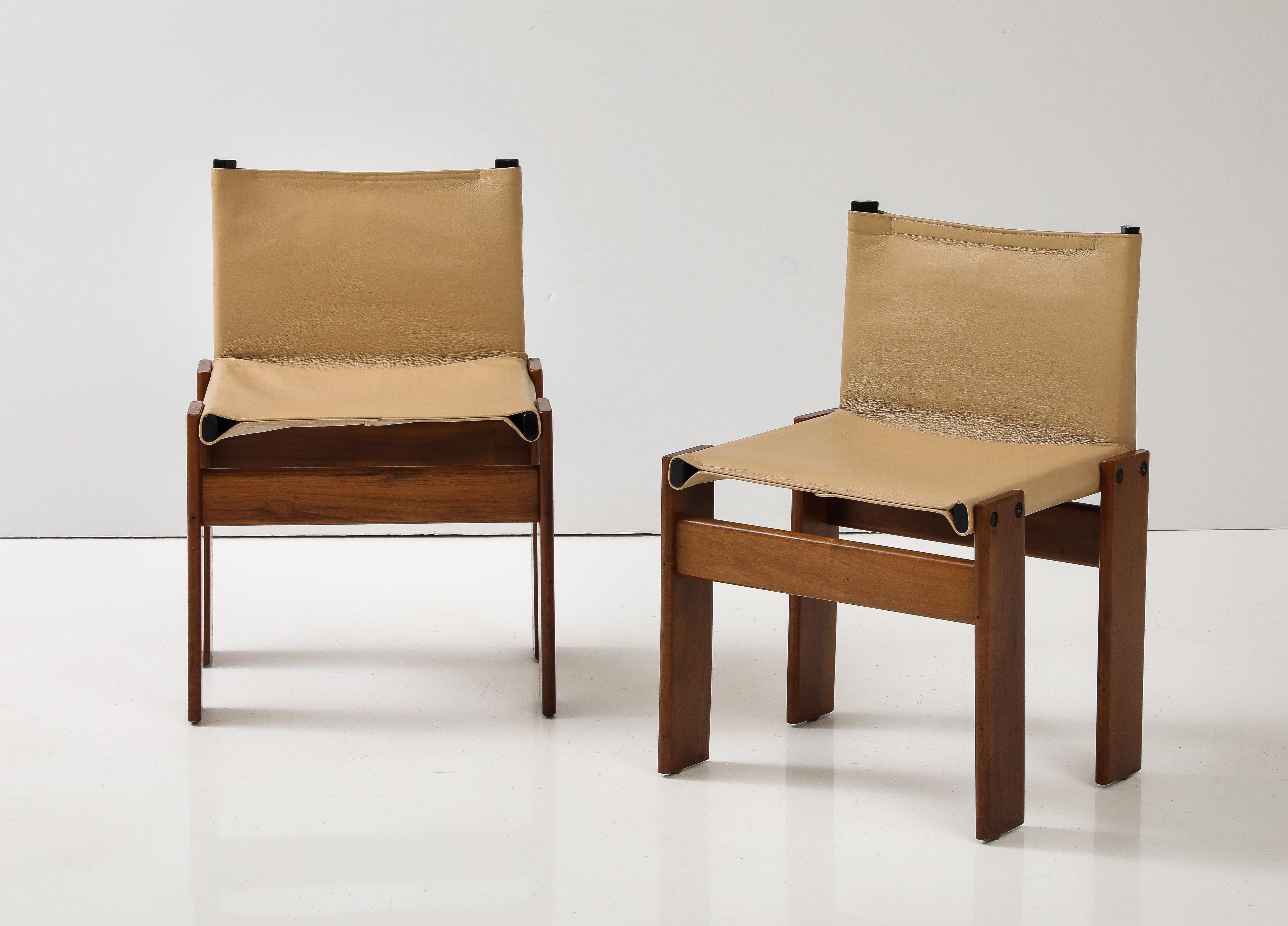Italian Afra and Tobia Scarpa Pair of 'Monk' Chairs for Molteni, Italy, circa 1974  For Sale