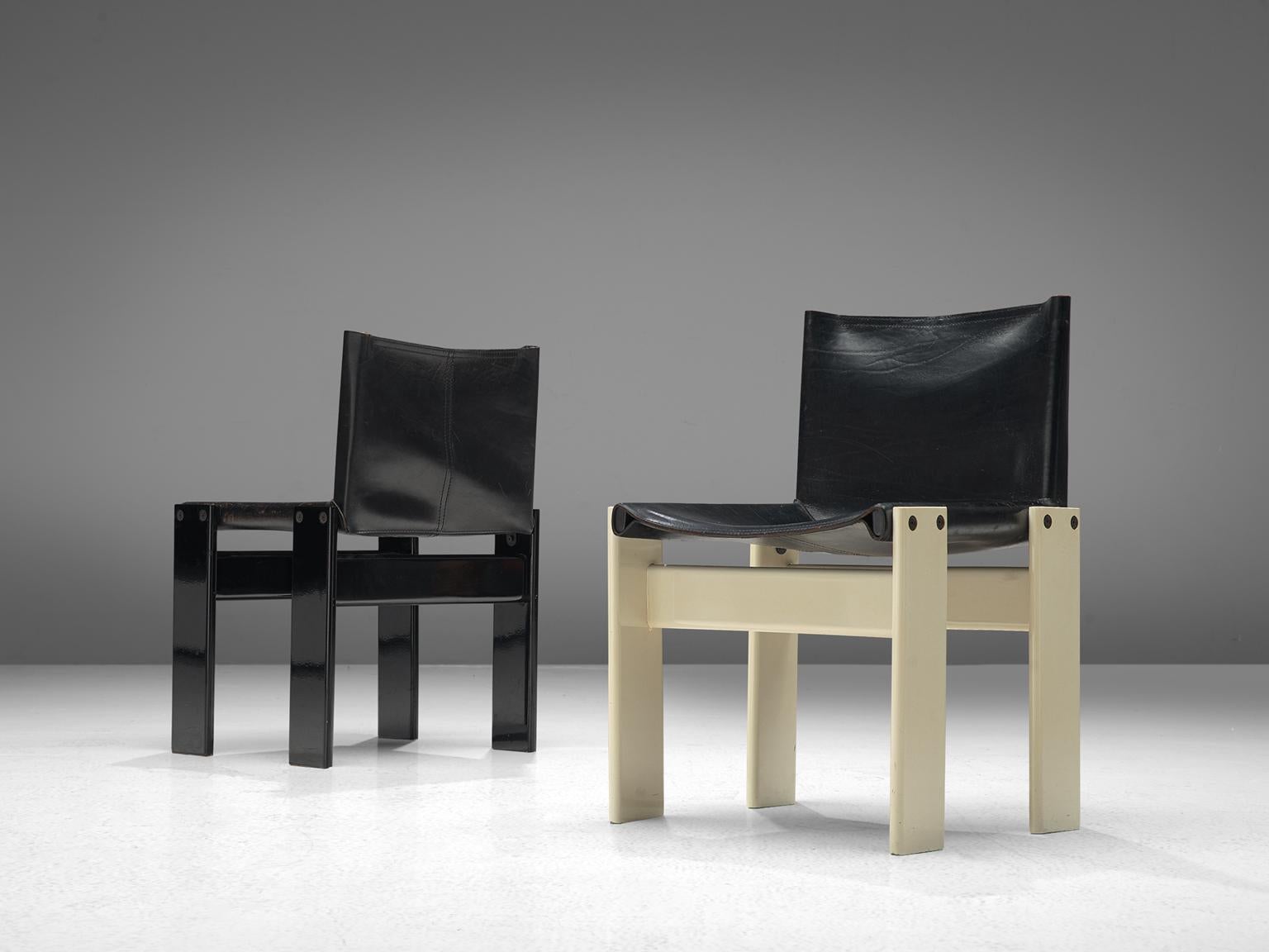 Afra & Tobia Scarpa Set of Eight Monk Chairs in Black and White In Good Condition In Waalwijk, NL