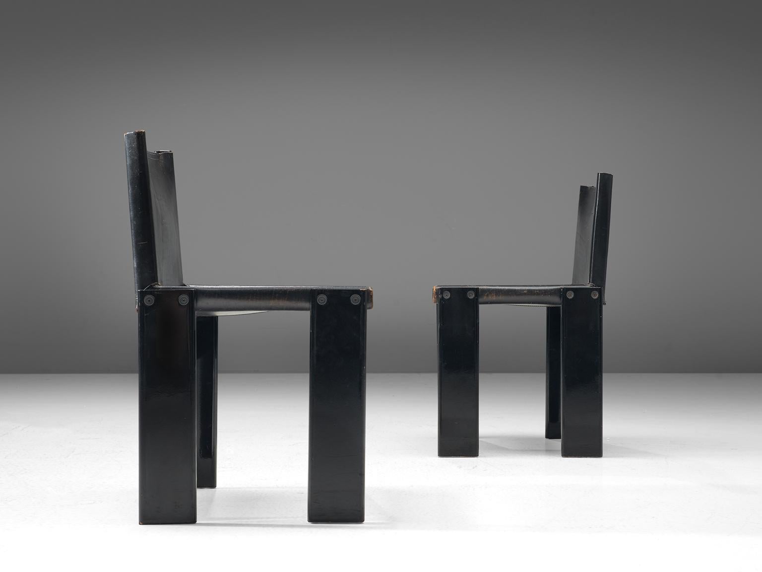 Mid-Century Modern Afra and Tobia Scarpa Set of Four Black Monk Chairs