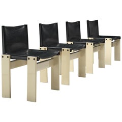 Afra and Tobia Scarpa Set of Four White Monk Chairs