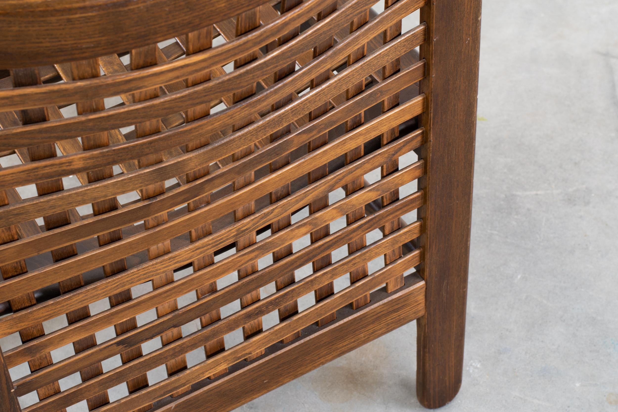 Afra & Tobia Scarpa Set of Six Chairs in Woven Wood, 1960s, Italy 9