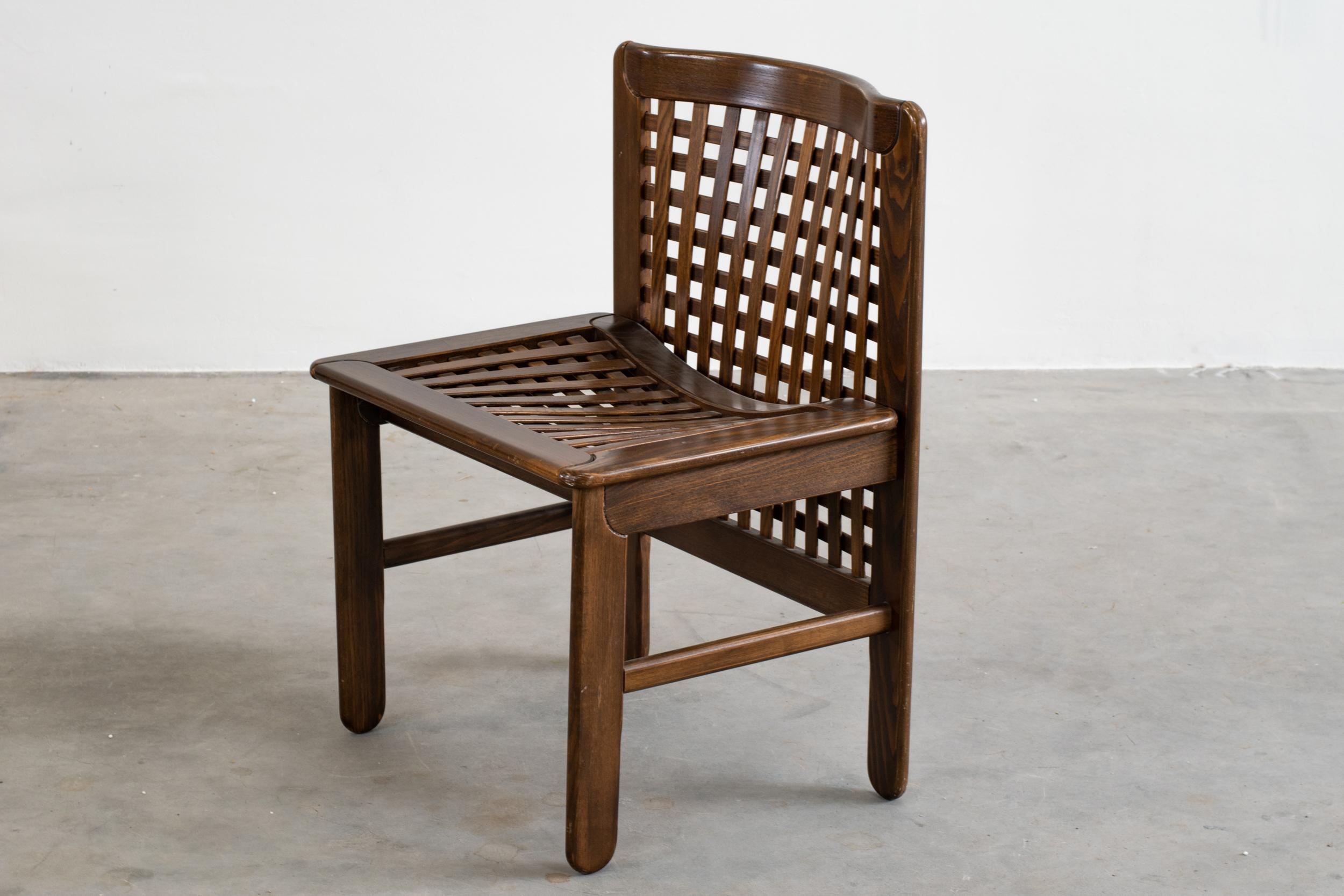 Afra & Tobia Scarpa Set of Six Chairs in Woven Wood, 1960s, Italy 1