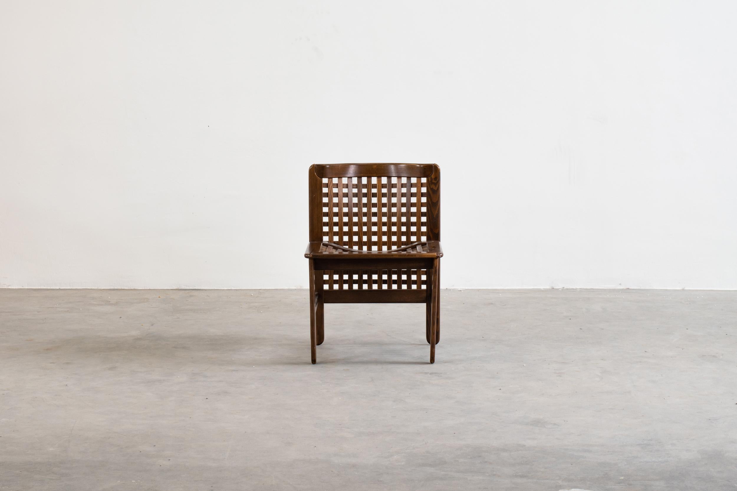 Afra & Tobia Scarpa Set of Six Chairs in Woven Wood, 1960s, Italy 2