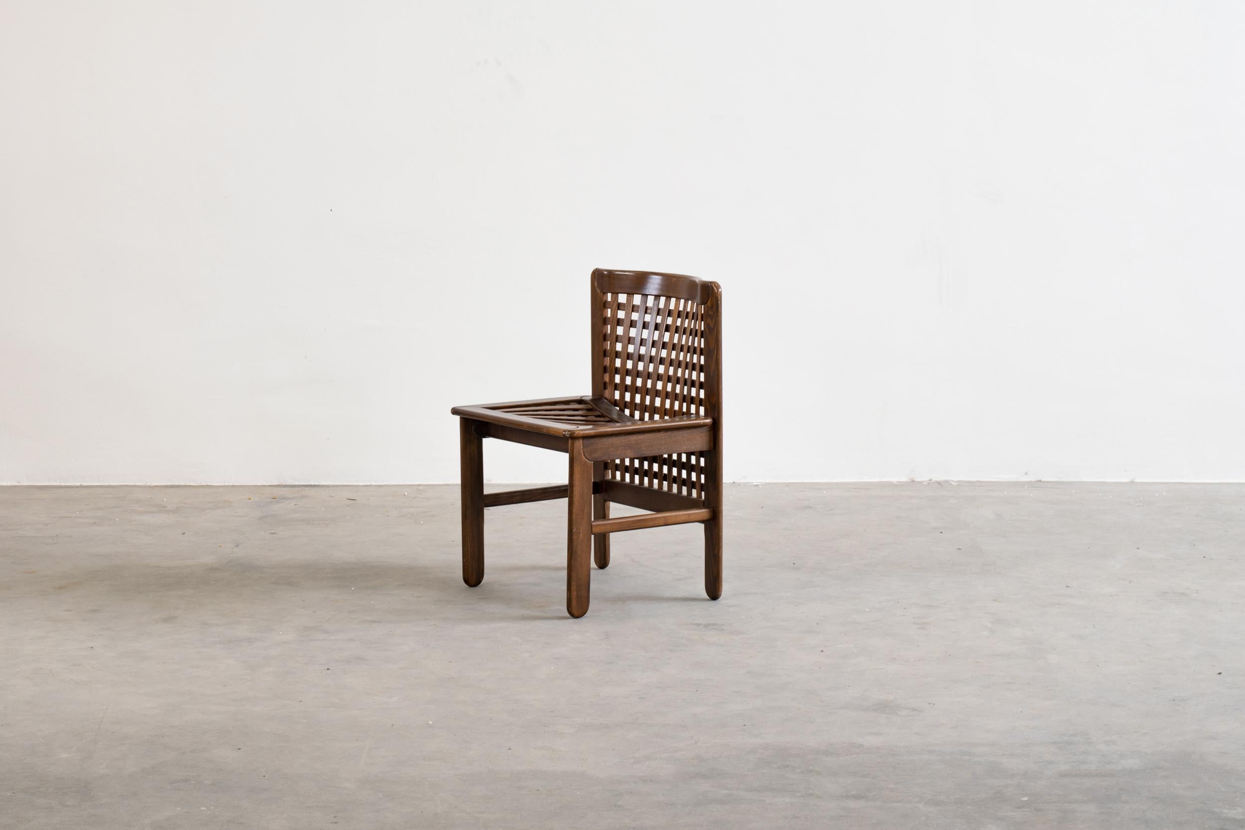 Afra & Tobia Scarpa Set of Six Chairs in Woven Wood, 1960s, Italy 5