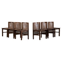 Afra & Tobia Scarpa Set of Six Chairs in Woven Wood, 1960s, Italy