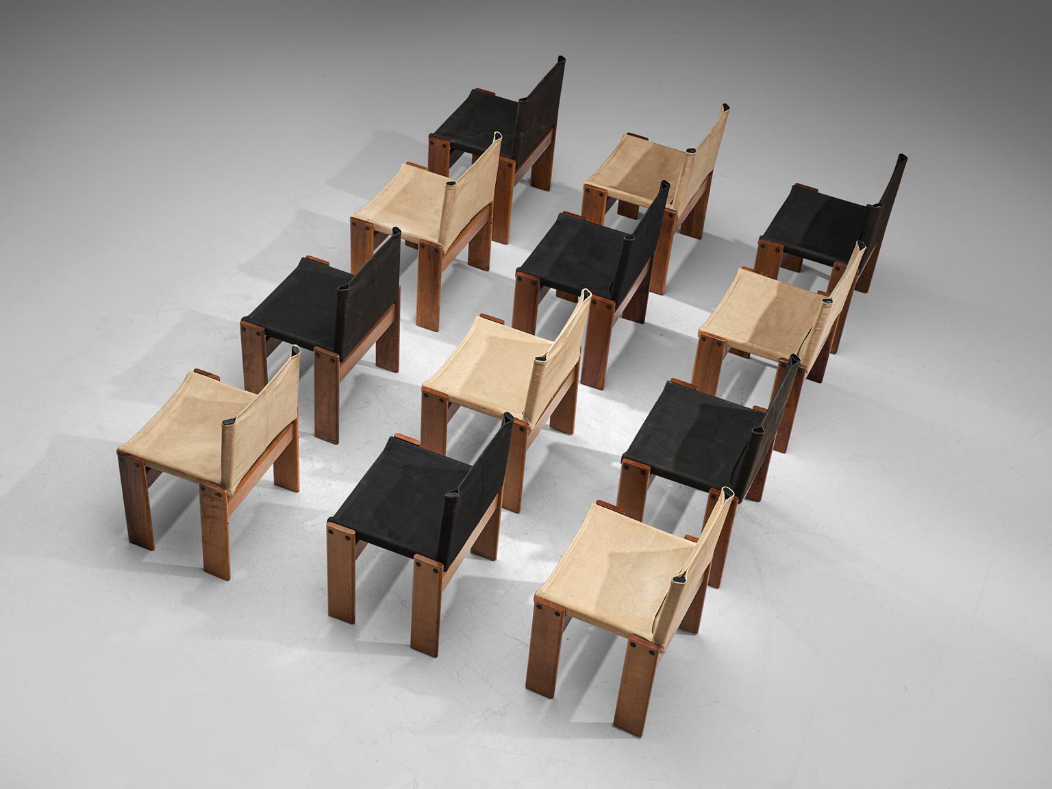Afra and Tobia Scarpa Set of Twelve Monk Chairs Canvas In Good Condition In Waalwijk, NL