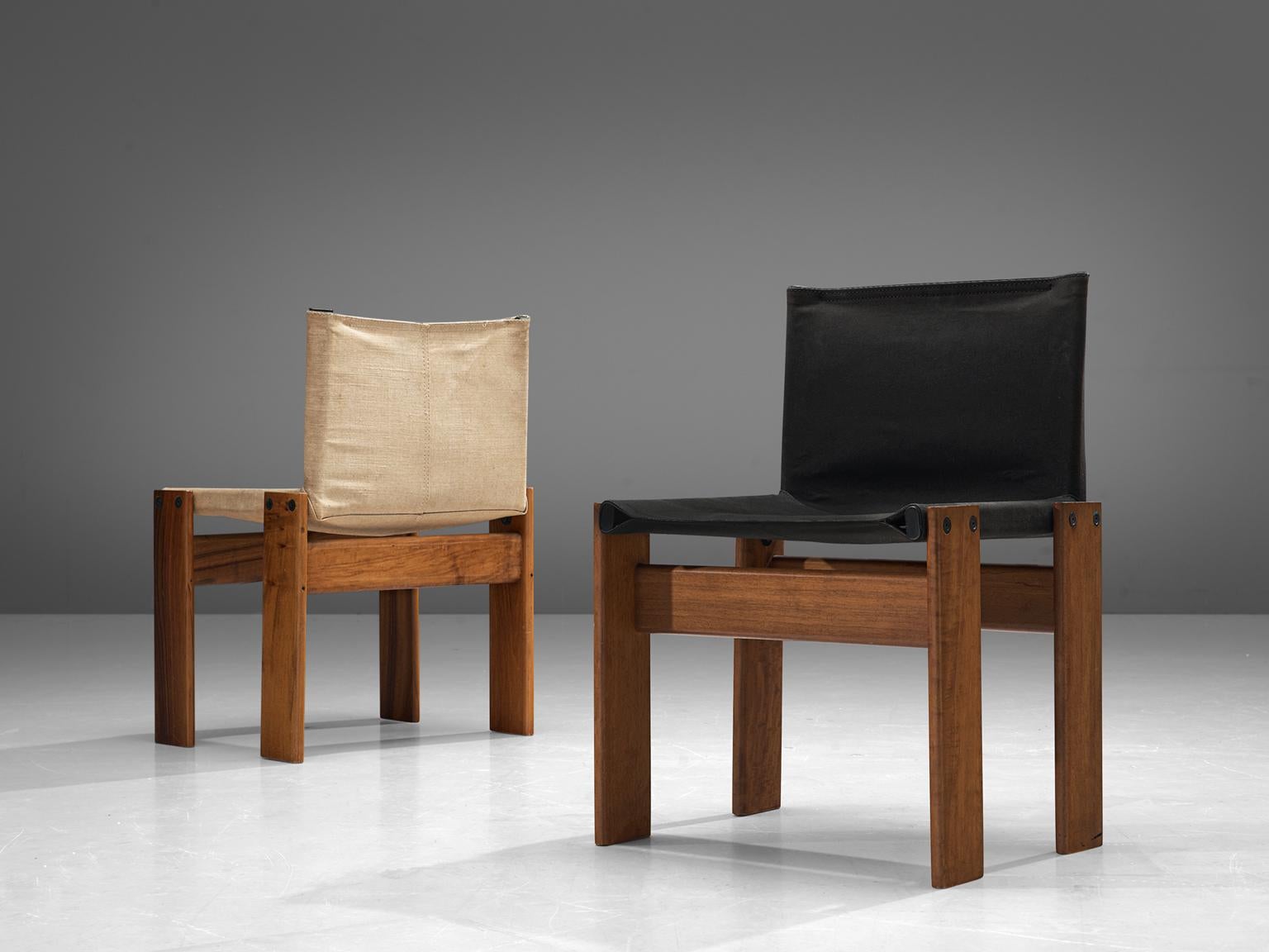 Late 20th Century Afra and Tobia Scarpa Set of Twelve Monk Chairs Canvas