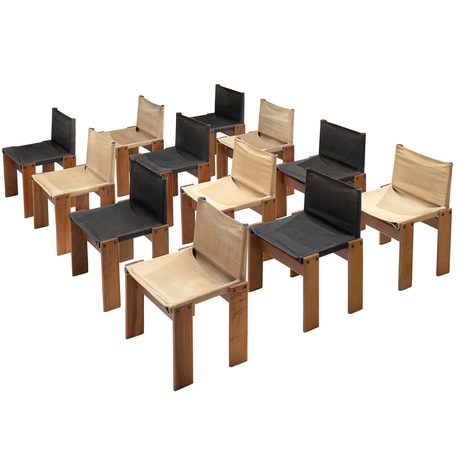 Afra and Tobia Scarpa Set of Twelve Monk Chairs Canvas