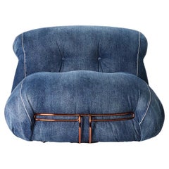 Afra And Tobia Scarpa Soriana Denim Crafted Armchair For Cassina