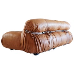 Vintage Afra and Tobia Scarpa Soriana Leather Sofa for Cassina, 1969